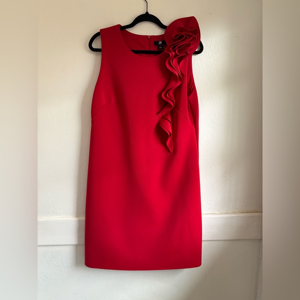 🌹 Jason Wu Red Ruffle Rosette Mini Dress – Size L